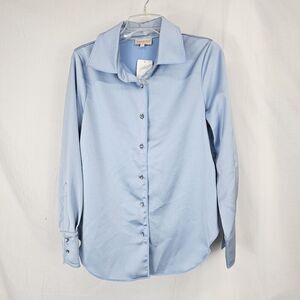Ciebon Sabrina Jewel Button Down In Ice Blue Long Sleeve Women's Size Small